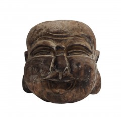 HAPPY BUDDHA HEAD VINTAGE LOOK WOOD - STATUES